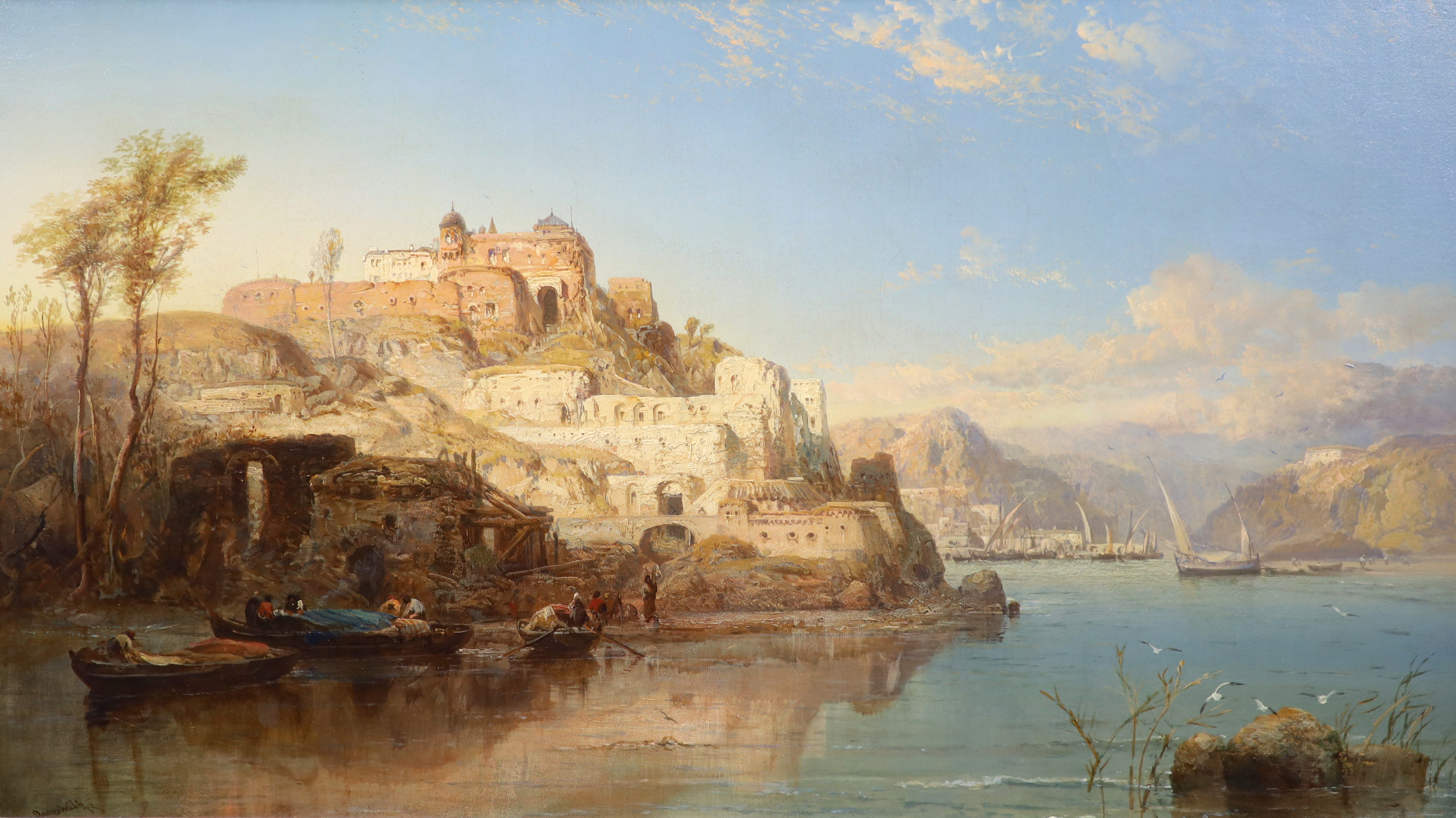 James Webb (English, 1825-1895), 'The Entrance to the Dardanelles', oil on canvas, 69 x 105cm